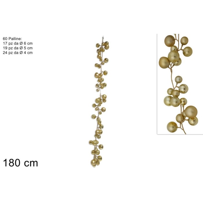 GHIRLANDA 60 PALLINE 180 CM. ORO